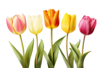 Elegant blooming tulips, cut out