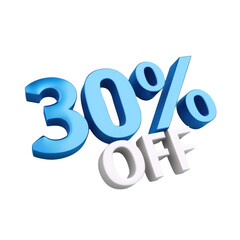 3D rendering object 30% discount offer transparent background