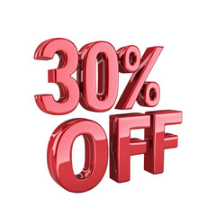 3D rendering object 30% discount offer transparent background