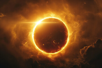 A video of a solar eclipse, showing the rare and dramatic celestial event. Concept of astronomical...