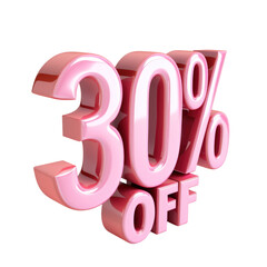 3D rendering object 30% discount offer transparent background