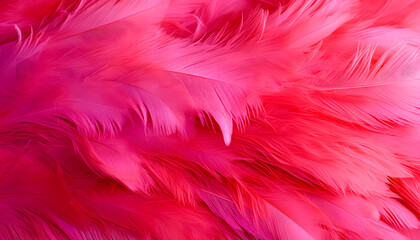 Beautiful pink feathers as background. Close-up, Macro background, Feathers texture. Colorful Banner