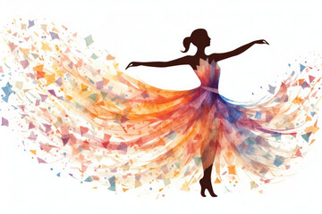 Silhouette woman beauty person female ballet dancer ballerina dance illustration young watercolor - obrazy, fototapety, plakaty