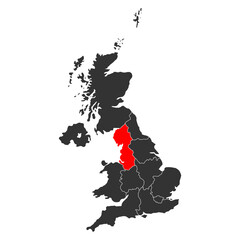 North west of United Kingdom of Great Britain and Northern Ireland map, detailed web vector