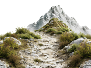 Mountain Trekking Route, transparent background, isolated image, generative AI