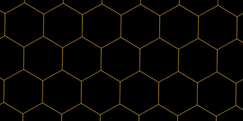 Abstract background with hexagons and geometric pattern in seamless design in illustration . Modern 3d and vector pattern in design with hexagonal molecular structures in technology background