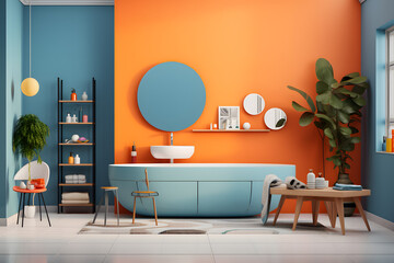 Contemporary bathroom with a playful color palette