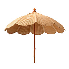 modern beach umbrella isolated on white, hand woven beach palapa