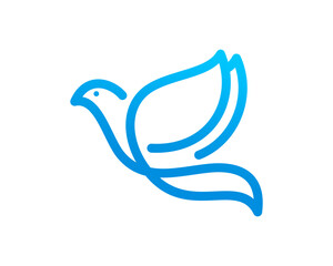 Flying bird in line art vector logo