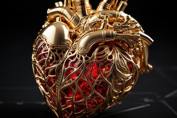 human heart made of shiniest pure gold