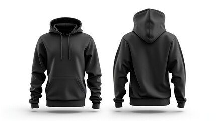  Blank black hoodie template. Hoodie sweatshirt long sleeve.  AI generative 