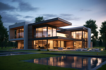 Contemporary House Building with Minimalist Aesthetic