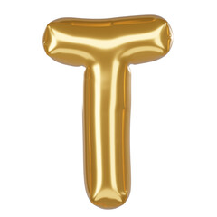 T Alphabet 3D Illustration in golden balloon style