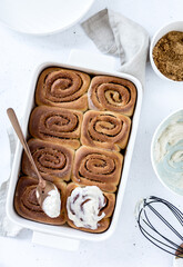 Cinnamon Rolls white background top view