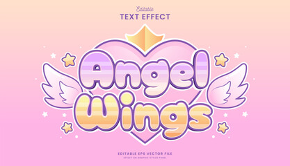 decorative cute angel wings editable text effect vector design