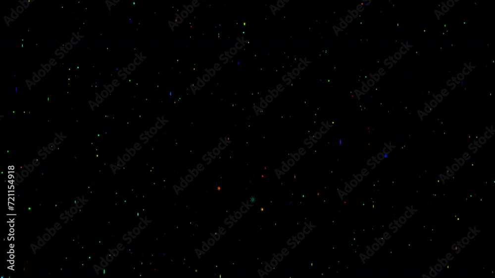 Wall mural abstract particles like snowflakes in neon rays of light. beautiful background. 3d. 4k. isolated bla