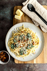 Italian Pasta with tomatoes top view