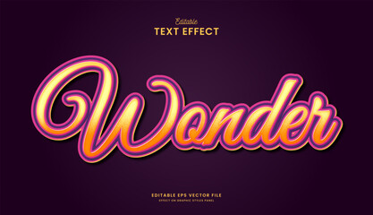 decorative editable purple wonder text effect vector design