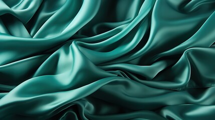 Fototapeta premium a green silky satin fabric weave textile texture wallpaper background