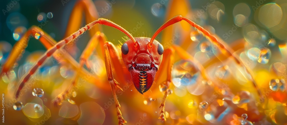 Wall mural Stunning Red Ant View through Low Glass