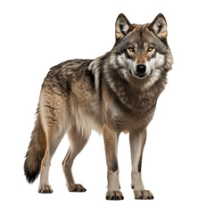 gray wolf Isolated on Transparent and white Background. Generative ai