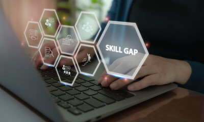 Skill gap analysis and identifying skill gap concept. Assessing the existing skills, competencies,...