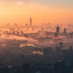 Fototapeta na wymiar City in Morning Mist