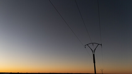 aerial view of a power line tower