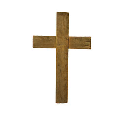 wooden cross on transparent background