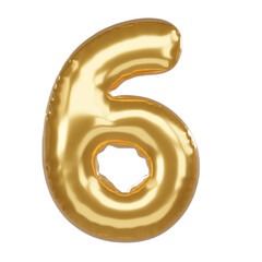 Number 6 3D Illustration in golden balloon style