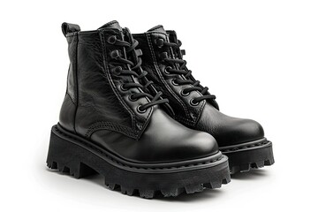 Black army women boot isolated on white background