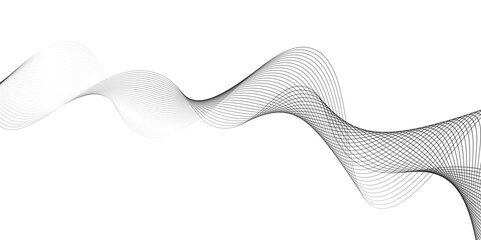 Abstract wave element for design. Digital frequency track equalizer. Digital frequency track equalizer. Stylized line art background.A strip or tape of lines. Black and white graphics,