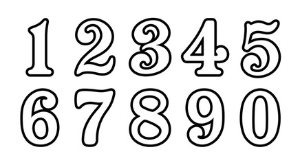Vintage numbers from zero to nine