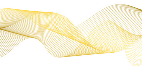 abstract wavy gold lines,Luxury beauty thin curves, swirl as stream flow pattern.Wave of many glittering lines isolated on white background,stripe pattern white line background,