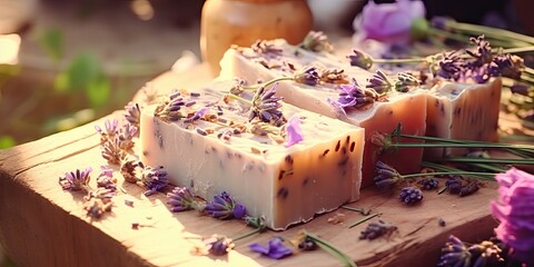 Homemade Herbal Soap with Flower Petals