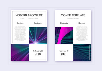 Naklejka na ściany i meble Business cover design template set. Neon abstract