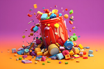Obraz premium 3d rendering of trash elements