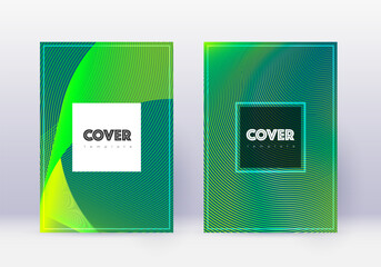 Hipster cover design template set. Green abstract