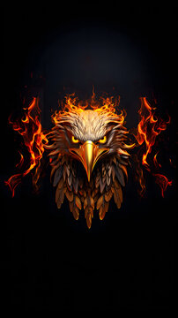 Eagle wallpaper with flames around it with black background, smartphone wallpaper, HD Wallpaper