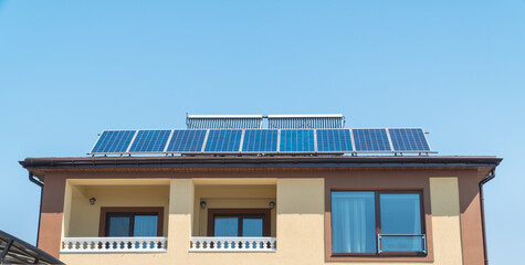 Solar panel on a house roof.