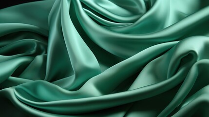 Fototapeta premium Sensuous Sage Silk: The Soft and Lustrous Weave of Green Satin Textile, Transforming into a Captivating Wallpaper Background