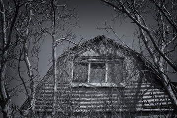 Obraz premium Abandoned ruined and old house.