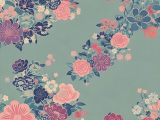 Japanese style flower background, pastel floral wallpaper