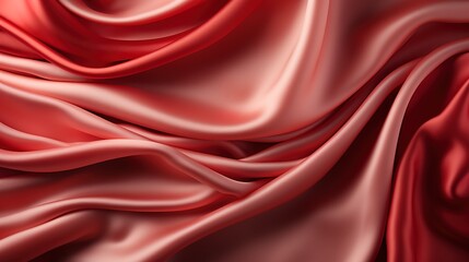 Fototapeta premium Sensuous Scarlet Silk: The Soft and Lustrous Weave of Red Satin Textile, Transforming into a Captivating Wallpaper Background