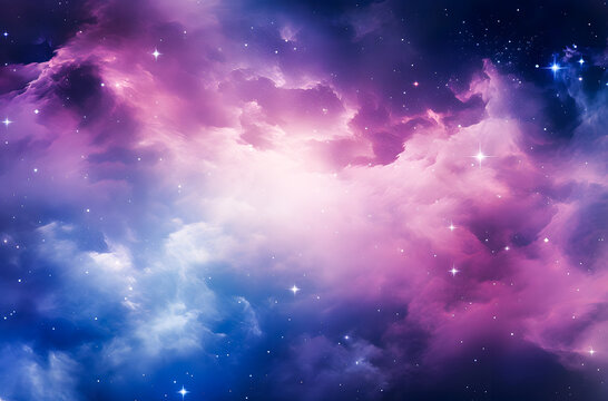 Abstract background of the night sky with clouds and stars. Vector illustration