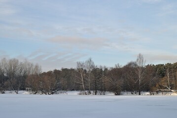Winter fishing on the river, nature.