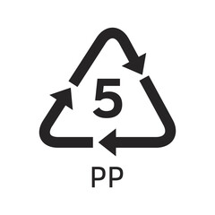 Plastic resin code. Icon of PP.
