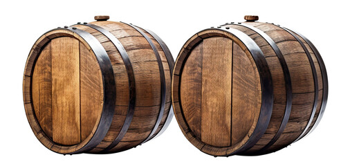 Wooden oak barrels cut out