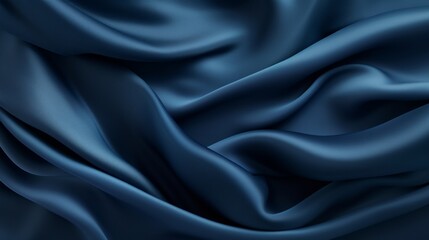 Obraz premium Deep blue satin fabric with luxurious drapes, showcasing a smooth, elegant texture.