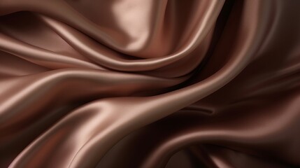 Fototapeta premium Smooth brown satin fabric with graceful folds, offering a sense of luxury and comfort.